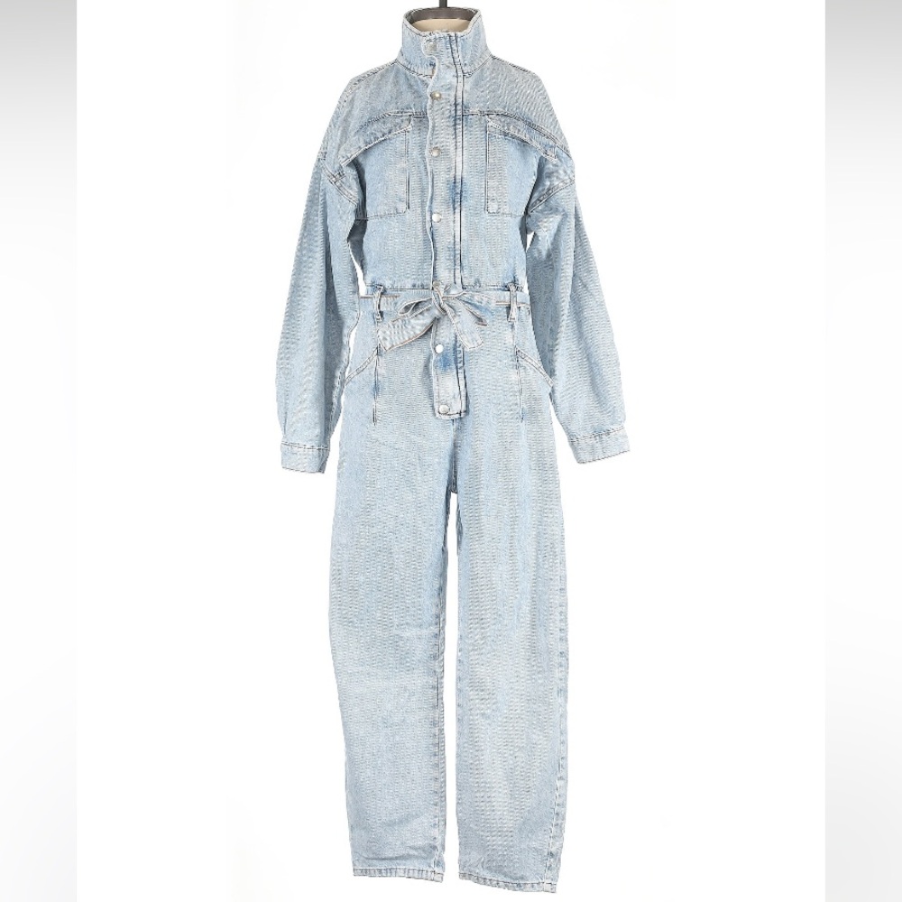 MANGO Light Denim Jean Boiler Jumpsuit
